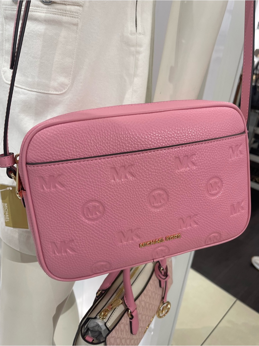Michael Kors Jst Large Logo Debossed Ew Camera Crossbody Bag Carnation Nwt